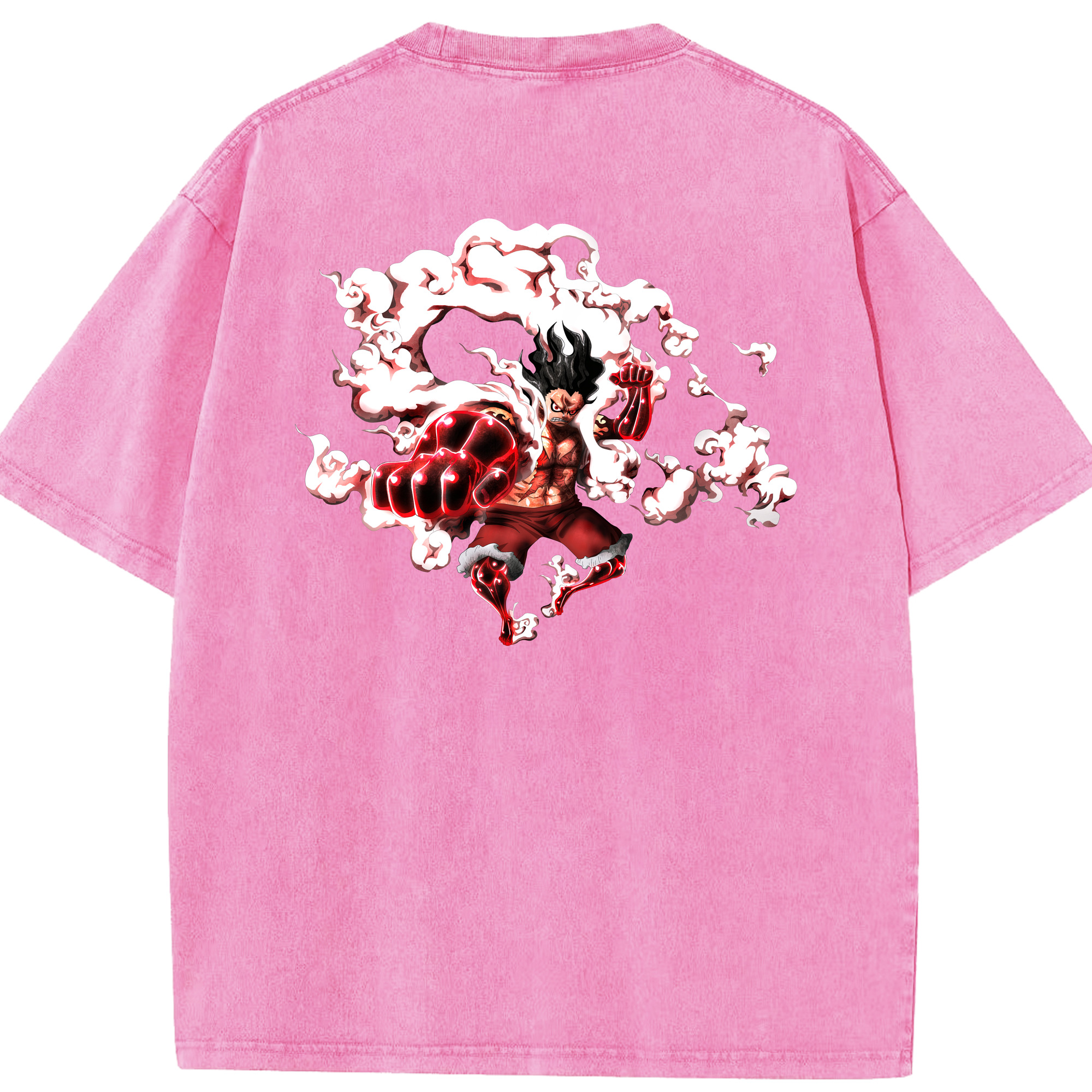ワンピース モンキー・D・ルフィ ONE PIECE Monkey D. Luffy 綿100% ヴィンテージ風 半袖Tシャツ（背面プリント）